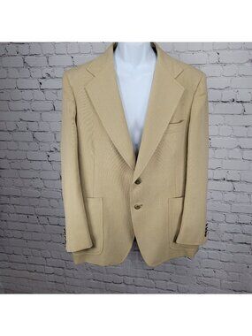 VTG Unbranded Tan 2 Button Single Vented Notch Blazer Sport Coat USA 44